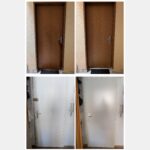 Après un cambriolage, nous avons remplacé cette porte bois par une porte blindée acier aspect bois.